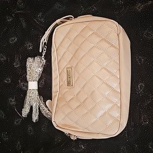 NEW vegan leather zipper closure long chain small purse bag